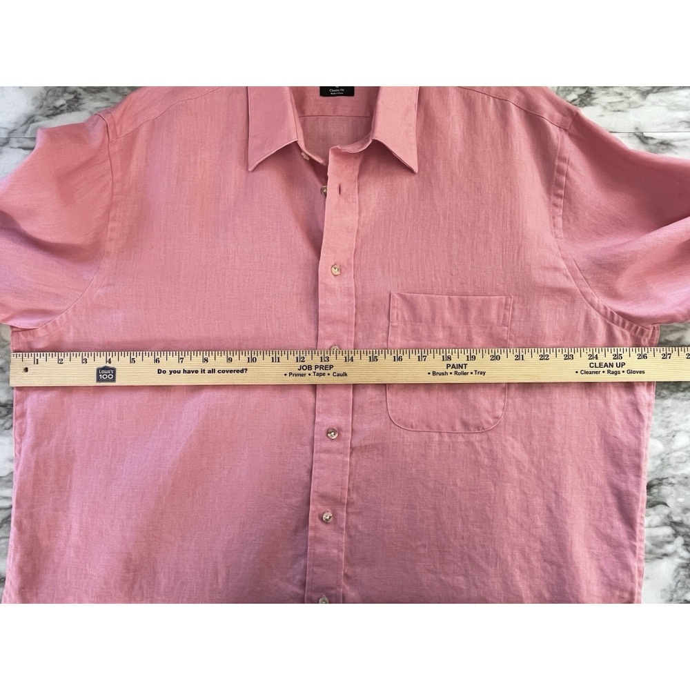 Paul Fredrick Men's XL Long Sleeve Linen Shirt Pink Lightweight Breathable Beach - Picture 6 of 8
